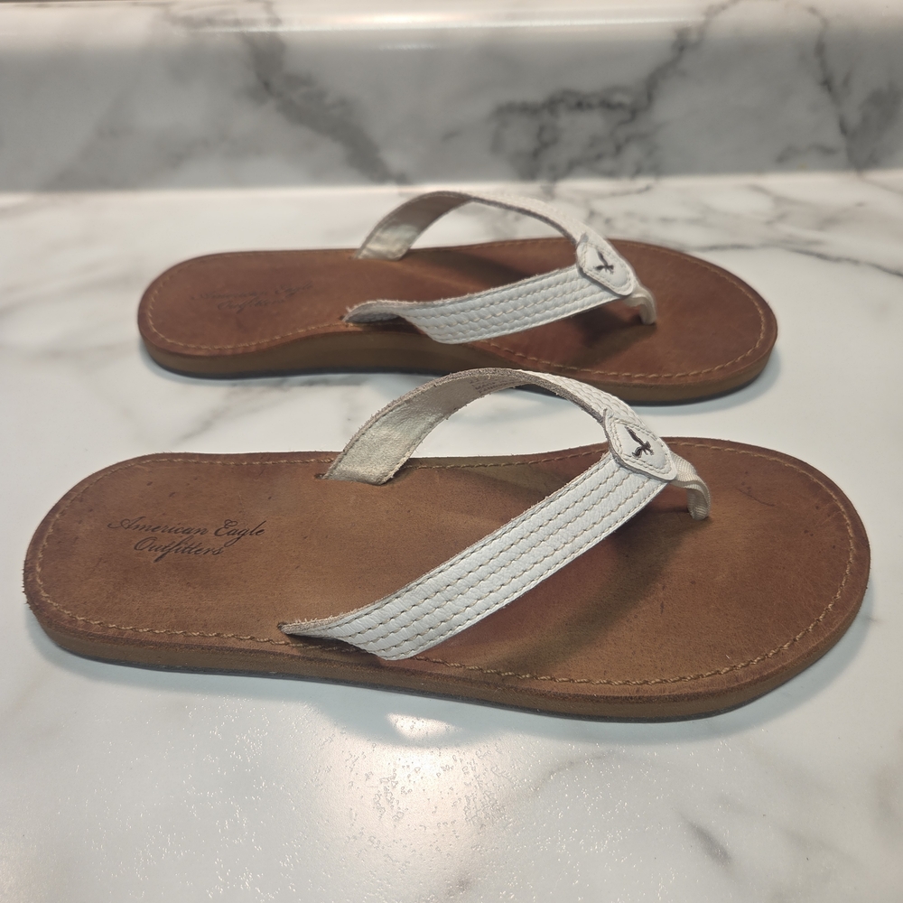 American Eagle Outfitters Women's White and Brown Sandals